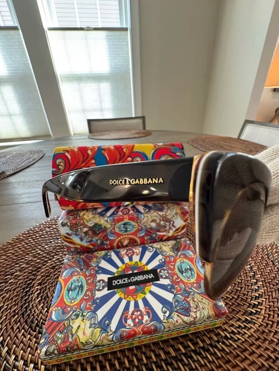 Authentic Dolce & Gabbana Brown Cat-Eye Sunglasses with Gold Accents - Picture 6 of 10